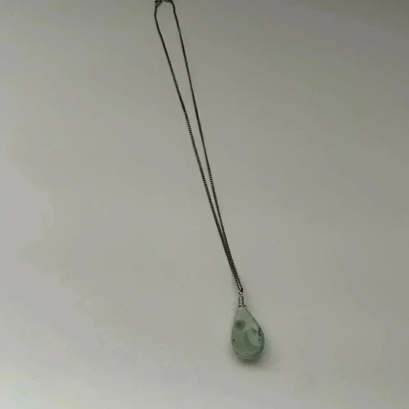 925 silver chain with  larimar wire wrapped pendant - Picture 6 of 7